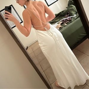 Formal white open back dress